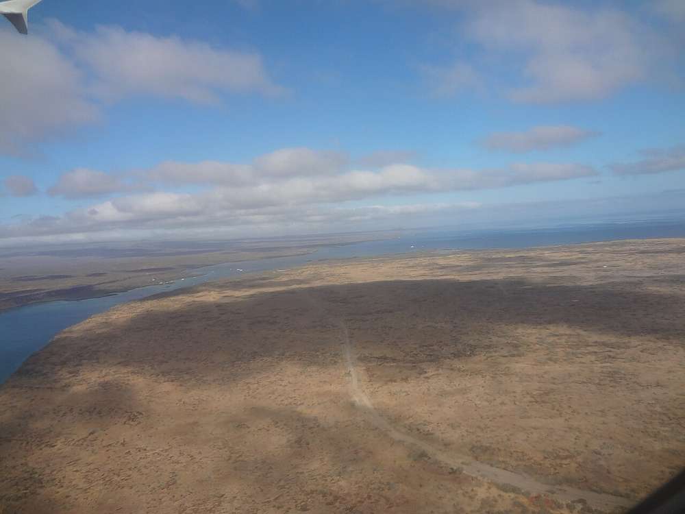 Aerial view of Baltra Island in the Galápagos