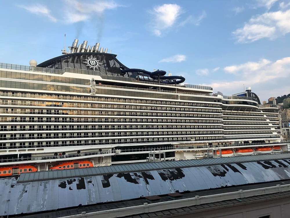 Cruise ship docked at the Port of Genoa